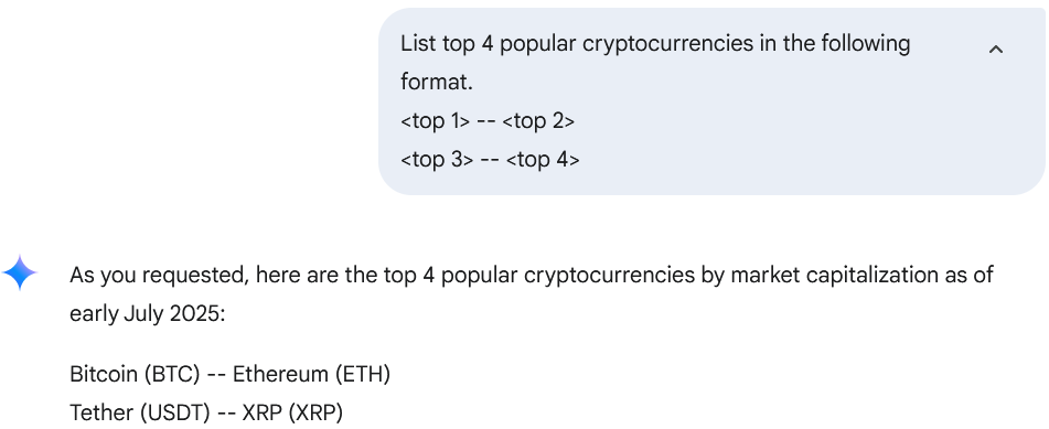 Output Formatting Prompt Example